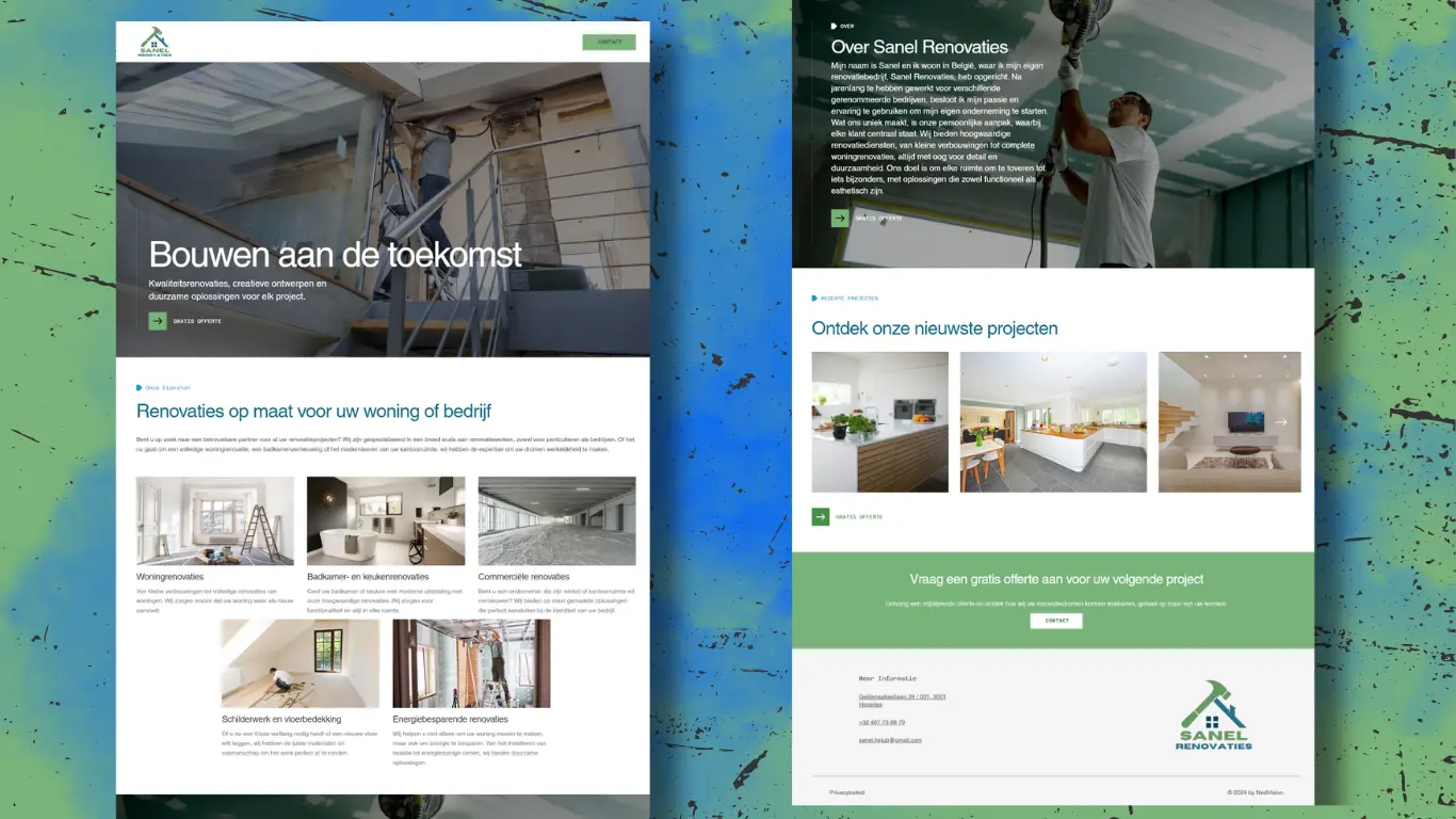 Sanel Renovaties website presentation from the NedVision portfolio