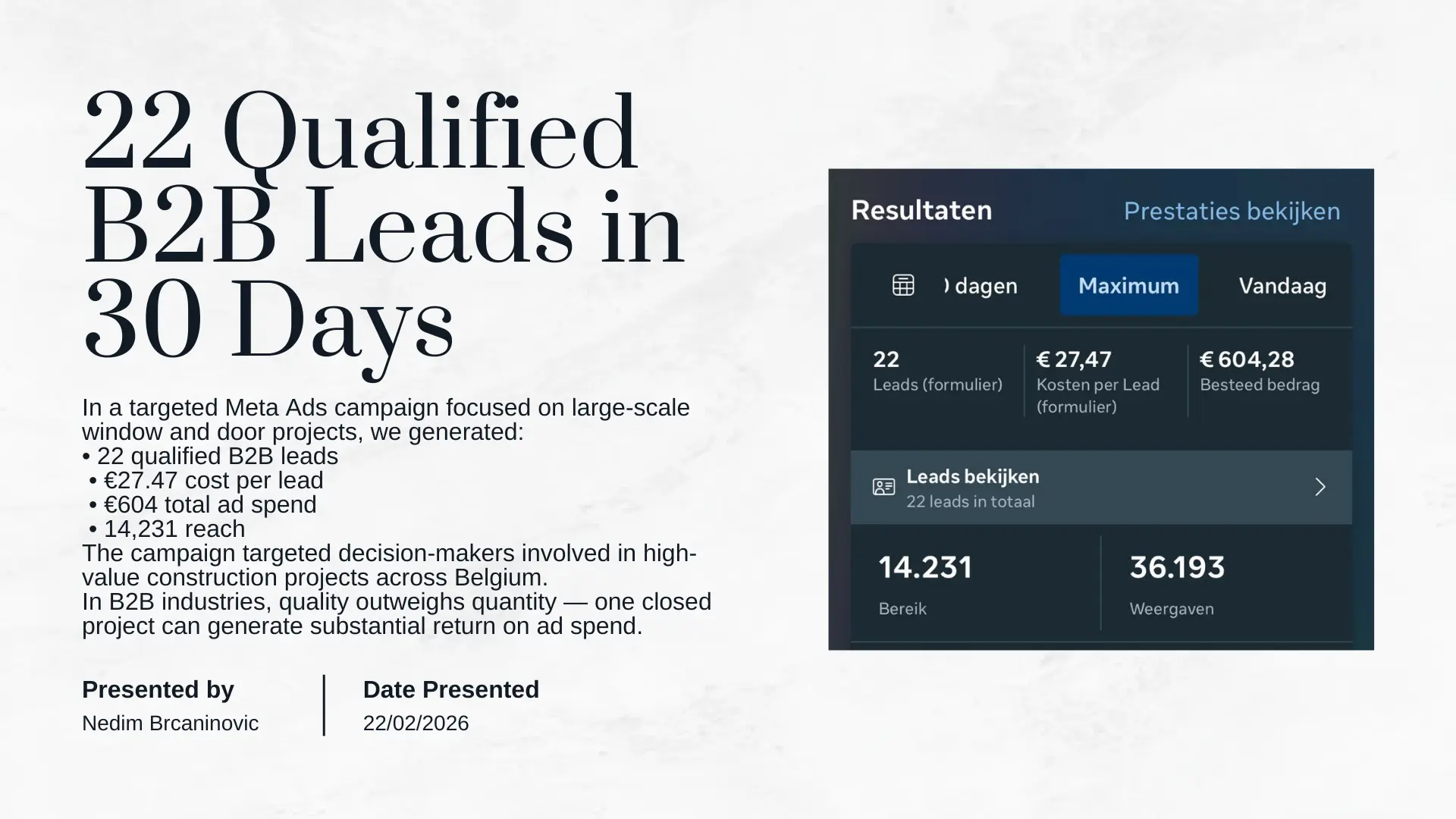 Meta Ads B2B windows lead generation results