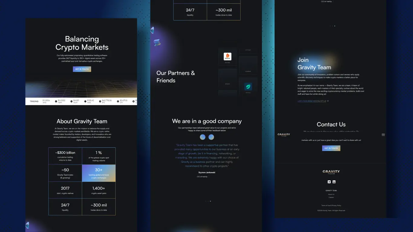 Gravity Team website design showcase by NedVision
